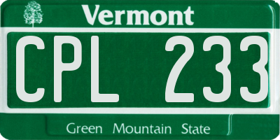 VT license plate CPL233