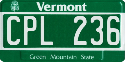 VT license plate CPL236