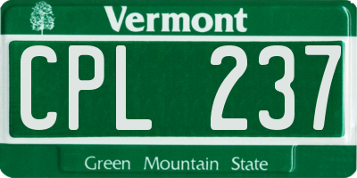 VT license plate CPL237