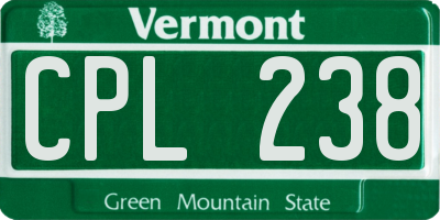 VT license plate CPL238