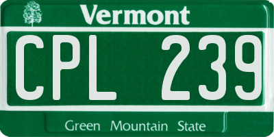 VT license plate CPL239