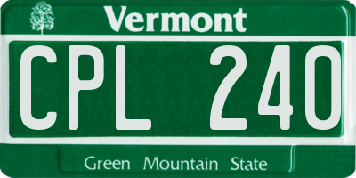VT license plate CPL240