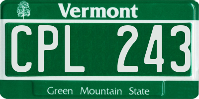 VT license plate CPL243