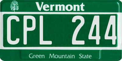 VT license plate CPL244