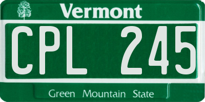 VT license plate CPL245