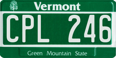 VT license plate CPL246