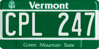 VT license plate CPL247