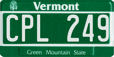 VT license plate CPL249