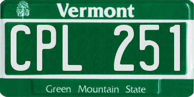 VT license plate CPL251