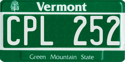 VT license plate CPL252