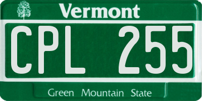 VT license plate CPL255