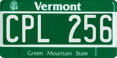 VT license plate CPL256