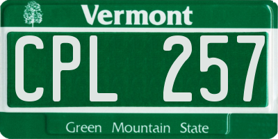 VT license plate CPL257