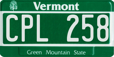 VT license plate CPL258