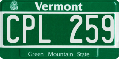 VT license plate CPL259