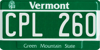 VT license plate CPL260