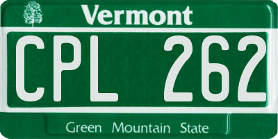 VT license plate CPL262