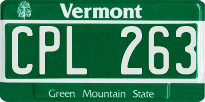 VT license plate CPL263