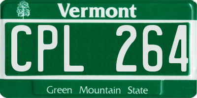 VT license plate CPL264