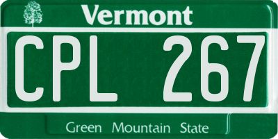 VT license plate CPL267