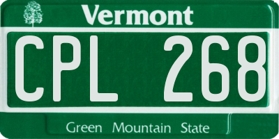 VT license plate CPL268