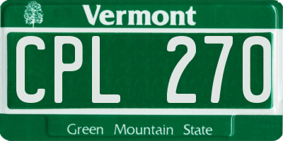 VT license plate CPL270