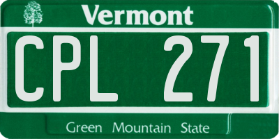 VT license plate CPL271