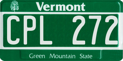 VT license plate CPL272