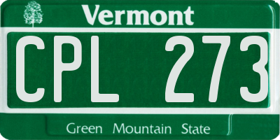 VT license plate CPL273
