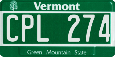 VT license plate CPL274