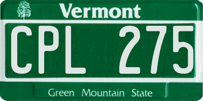 VT license plate CPL275