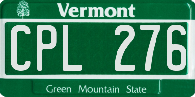 VT license plate CPL276