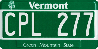 VT license plate CPL277