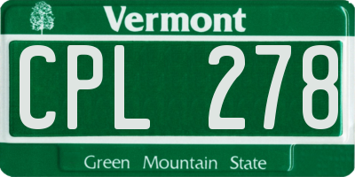VT license plate CPL278