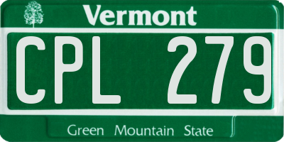 VT license plate CPL279