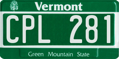 VT license plate CPL281