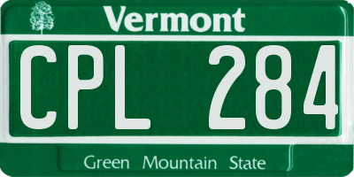 VT license plate CPL284