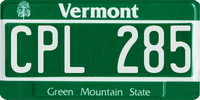 VT license plate CPL285