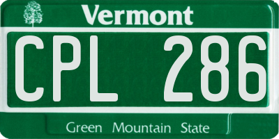 VT license plate CPL286