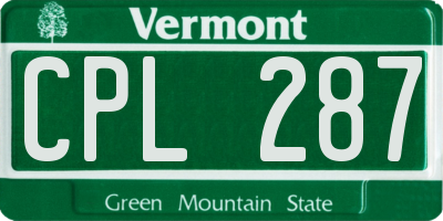 VT license plate CPL287