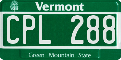 VT license plate CPL288