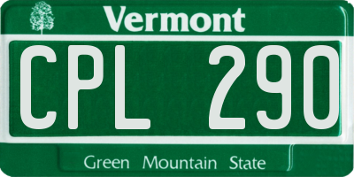 VT license plate CPL290
