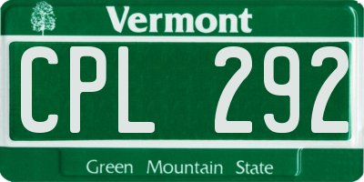 VT license plate CPL292