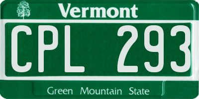 VT license plate CPL293