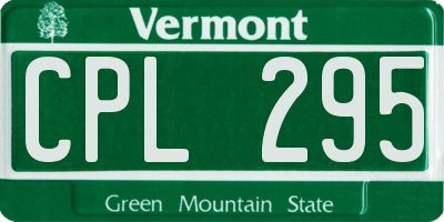 VT license plate CPL295