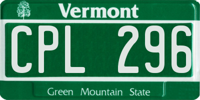 VT license plate CPL296
