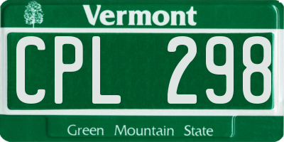 VT license plate CPL298
