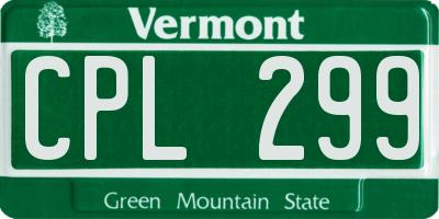 VT license plate CPL299