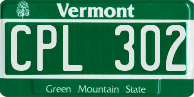 VT license plate CPL302