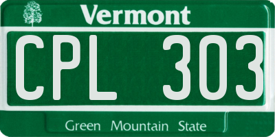 VT license plate CPL303